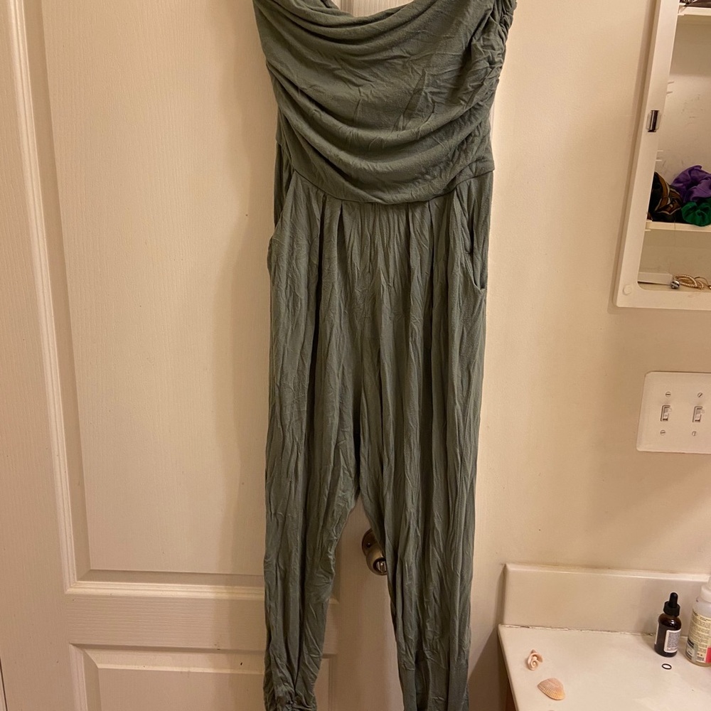 Strapless Olive Green Pantsuit